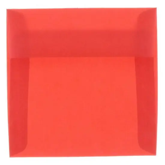 JAM Paper 6.5" x 6.5" Translucent Vellum Envelopes, 50ct. Primary Red {1}