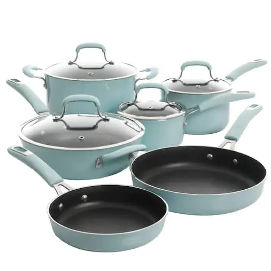 Kenmore&reg; Elite Andover 10-Piece Glacier Blue Nonstick Aluminum Cookware Set {1}
