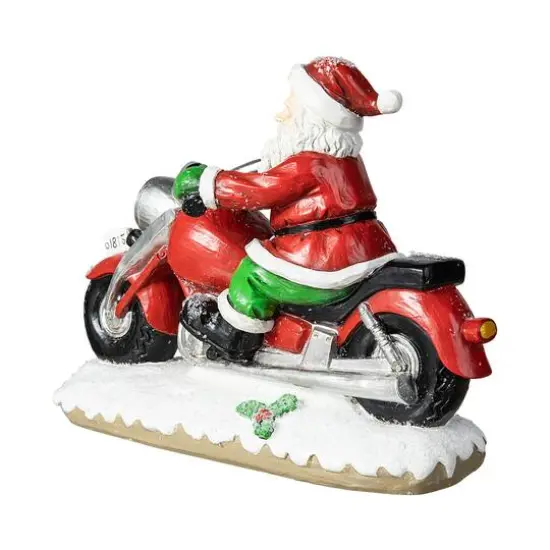 Glitzhome&reg; 11.75" Santa with Motorcycle Table D&eacute;cor {8}