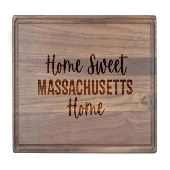 Home Sweet State Home 17" x 11" Walnut Cutting Board Massachusetts {1}
