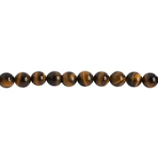 John Bead Earth's Jewels Natural Stone Round Beads, 8mm Tiger's Eye {1}