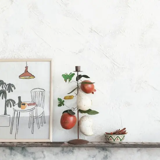 Hello Honey&reg; 14" Multicolor Orchard Bounty Metal Taper Candle Holder {4}