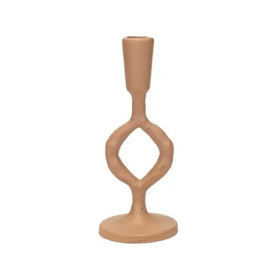 Hello Honey&reg; 7.5" Small Tan Decorative Cast Metal Taper Candle Holder {5}