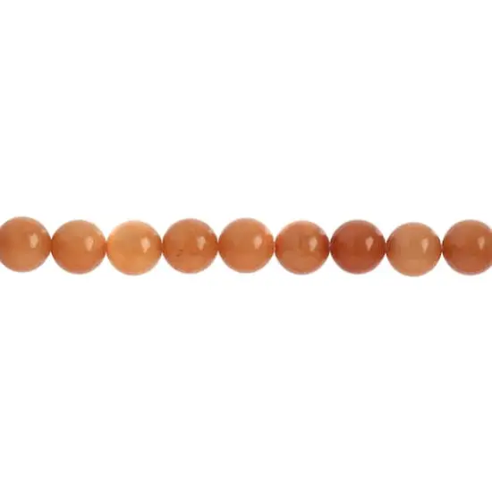 John Bead Earth's Jewels Natural Stone Round Beads, 8mm Peach Aventurine {1}