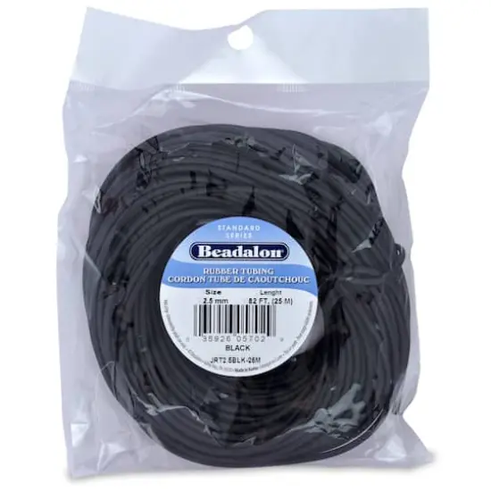Beadalon&reg; 2.5mm Black Rubber Tubing, 25m {1}