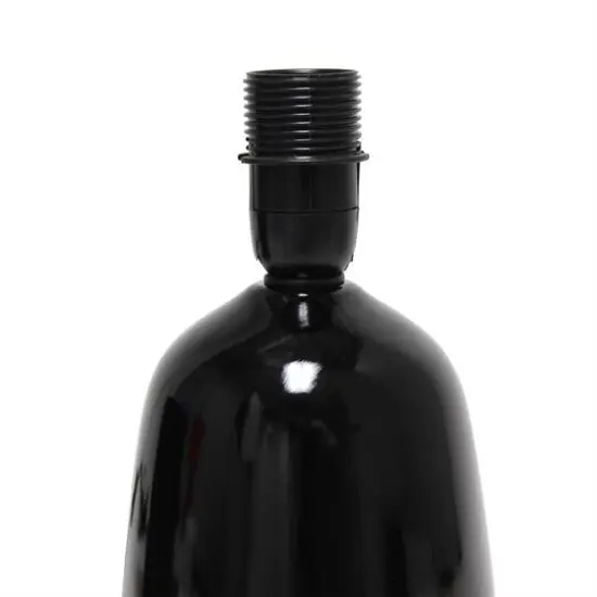 Simple Designs 10" Thimble Base Ceramic Table Lamp Black {5}