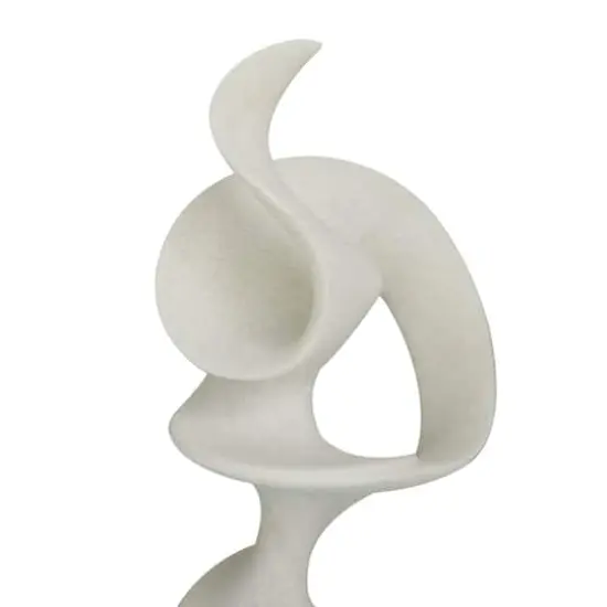 20" White Polystone Abstract Sculpture with Black Base {5}