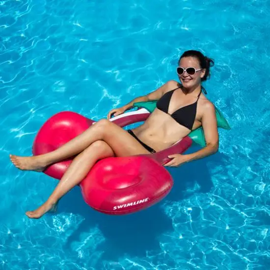 46" Red & Green Cherry Inflatable Swimming Pool Ring Lounger {3}
