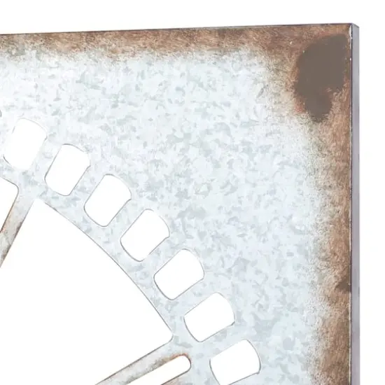 Gray Farmhouse Metal Wall Clock {4}