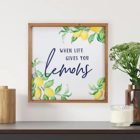 Wooden Framed When Life Gives You Lemons Metal Sign Spring Wall D&eacute;cor {3}