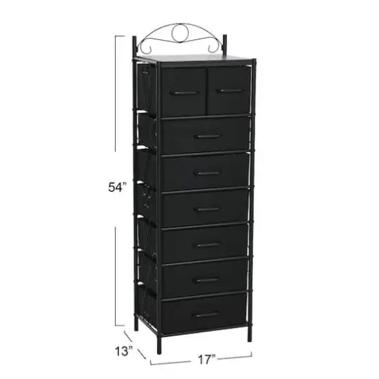 Household Essentials Victoria 54" 8-Drawer Narrow Dresser Black {4}