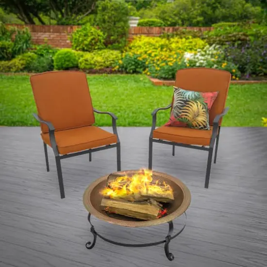 32" Copper Fire Pit with Stand & Tray Cover {3}