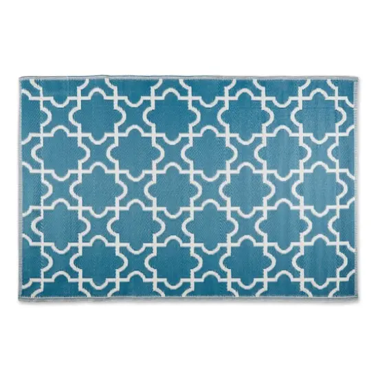 DII&reg; Storm Blue & White Lattice Outdoor Rug, 4ft. x 6ft. {3}