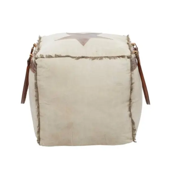 Brown Canvas Rustic Stool, 19" x 20" x 20" {12}