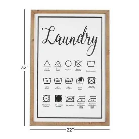 White Farmhouse Laundry Guide Wood Wall Decor, 22" x 32" {6}