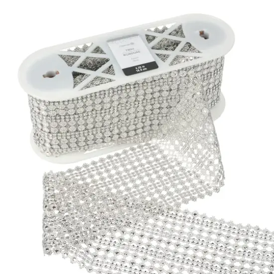 4.25" Silver Diamond Mesh Trim by Celebrate It&reg; {3}