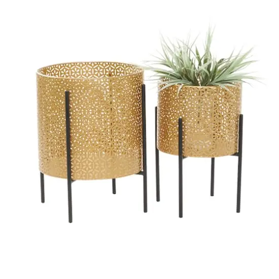 CosmoLiving by Cosmopolitan Gold Metal Mesh Planter Set {1}