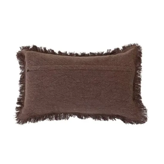 Hello Honey&reg; 20" x 12" Brown & Cream Hello Fall Stonewashed Cotton Tufted Lumbar Pillow with Fringe {4}