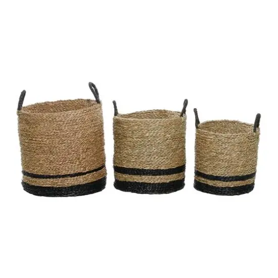 Black Seagrass Modern Storage Basket Set {6}