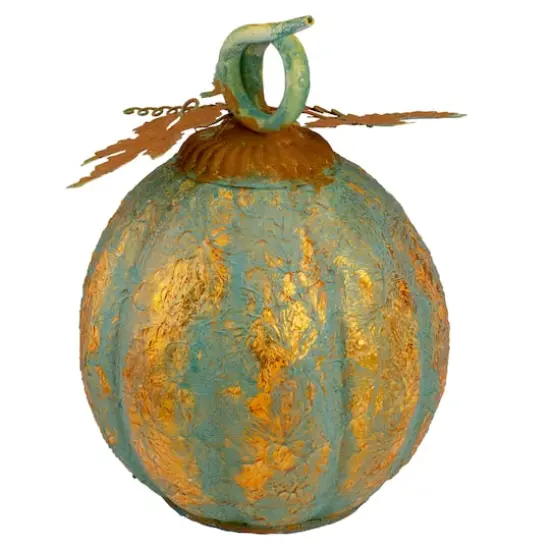 13" Orange & Green Autumn Pumpkin Tabletop Accent {4}