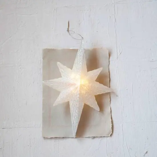Hello Honey&reg; 10.5" White Glitter LED Plastic Star Ornament {3}
