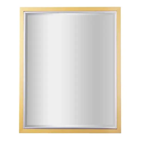 Head West Metal Framed Beveled Edge Rectangular Vanity Wall Mirror Brushed Brass and Chrome {1}