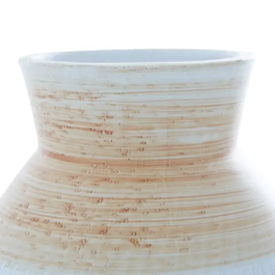 Tan Ceramic Coastal Style Vase, 10" x 7" x 7" {5}