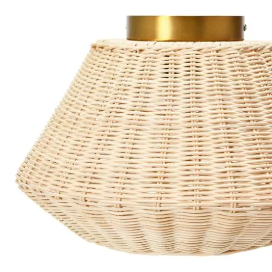 Hello Honey&reg; 13.8" Coastal Ceiling Lamp with Rattan Shade and Iron Base {8}