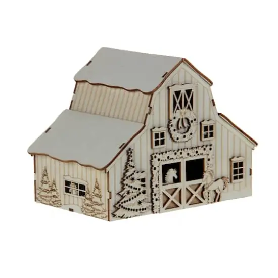 5.25" DIY Villages Barn LED Wood D&eacute;cor by Make Market&reg; {5}