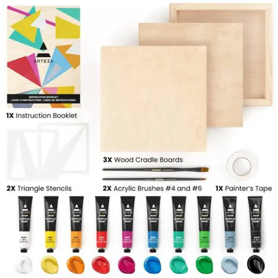 Arteza 19 Piece Abstract Wood Painting Kit {3}