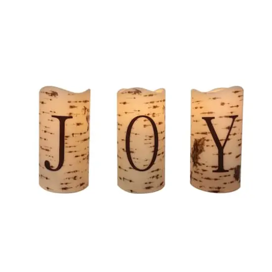 6" Battery Operated JOY Christmas LED Flameless Candle Set {5}