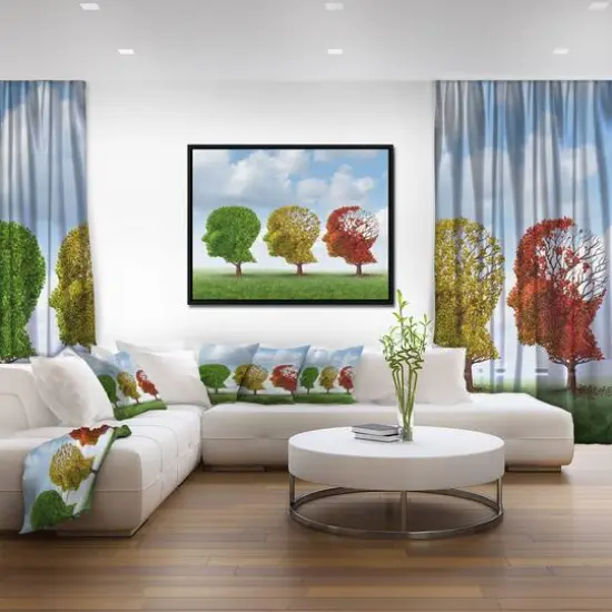 Designart - Brain Aging - Abstract Canvas Art Print in Black Frame {4}