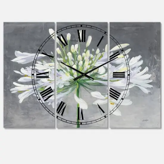 Designart 'Flower Cleome Splash I Traditional Multipanel Wall Clock {1}