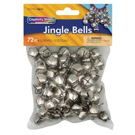 Creativity Street&reg; 5/8" Silver Jingle Bells, 3 Packs of 72 {3}