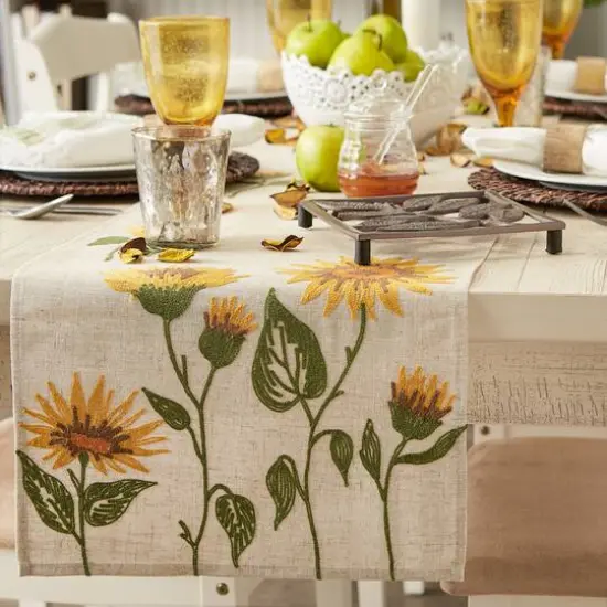 DII&reg; 70" Sunflowers Embroidered Table Runner {5}
