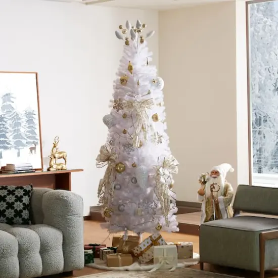 7.5ft. Unlit White Pencil Tinsel Artificial Christmas Tree {4}