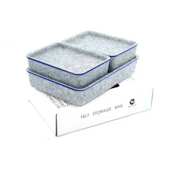 Welaxy Felt 3 Piece Drawer Organizer Bins with Lids Classic Blue {9}