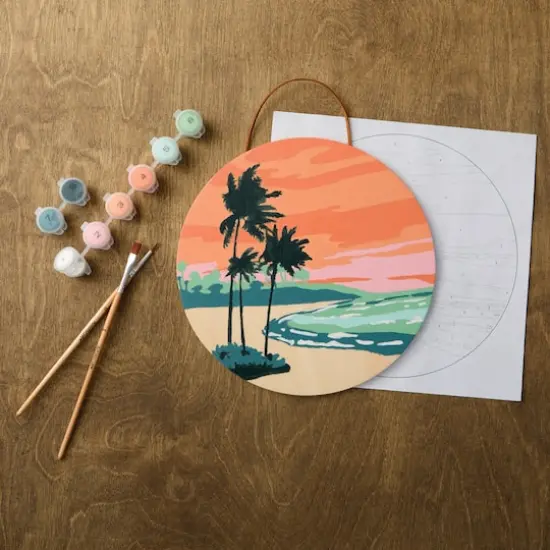 Sunset Beach Paint-by-Number Round Plywood Surface Kit by Artist's Loft&reg; {1}