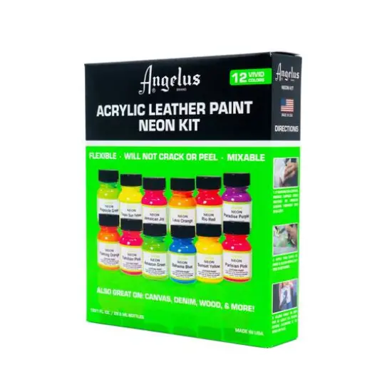Angelus&reg; 12 Color Neon Acrylic Leather Paint Kit {5}