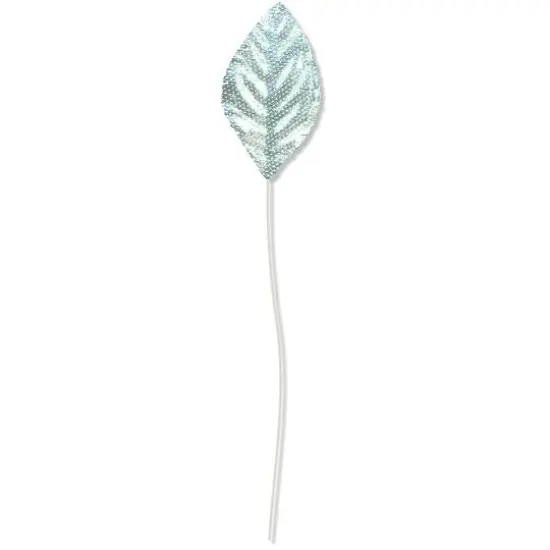 JAM Paper Foil Leaf Floral Accessory, 50ct. Silver {2}