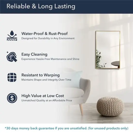 Head West Brassy Gold Spectrum Metal Rectangular Bathroom Vanity Mirror - 34" x 22" {5}