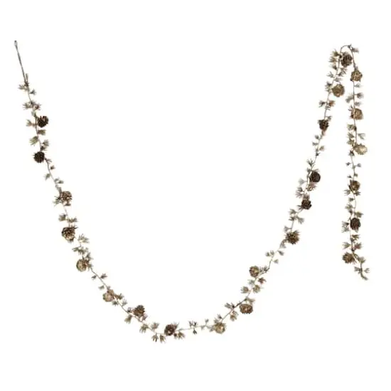 Hello Honey® 6ft. Gold Color Faux Evergreen Garland with Pinecones {1}