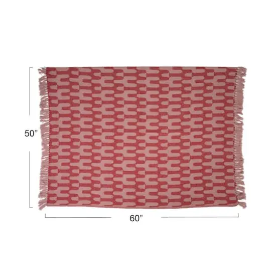 Hello Honey&reg; 60" Red & Pink Patterned Throw Blanket with Fringe {5}