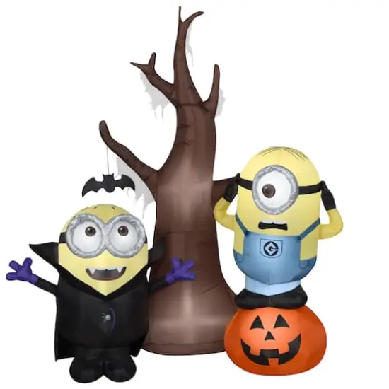 5.5ft. Airblown&reg; Inflatable Minions with Tree and Pumpkin {1}
