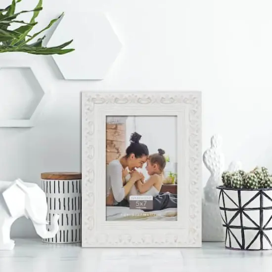 Expressions&trade; 5" x 7" White Ornate Frame by Studio D&eacute;cor&reg; {5}
