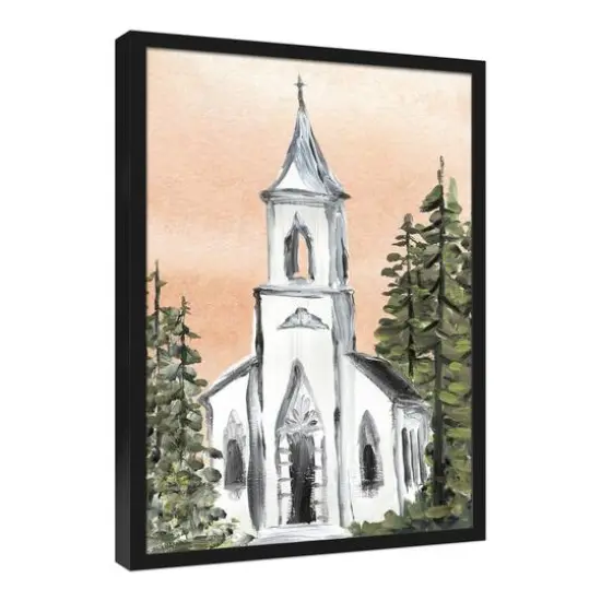Painterly Church I Black Framed Canvas {3}