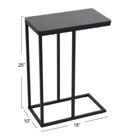 Household Essentials 25" Jamestown C-Shaped End Table Black Oak {6}