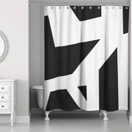 Geo Blocks Shower Curtain Black {3}