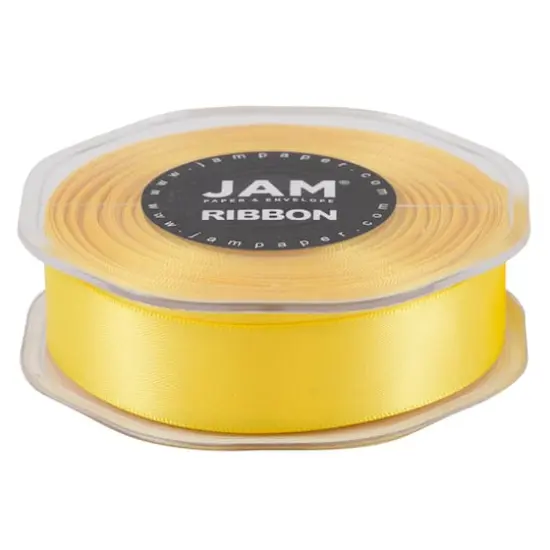 JAM Paper 7/8" x 25yd. Double Face Satin Ribbon Yellow {6}