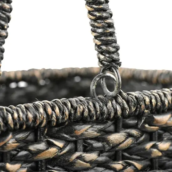 Hello Honey&reg; 16" Bangkuan & Rattan Black Stair Basket with Handle {5}